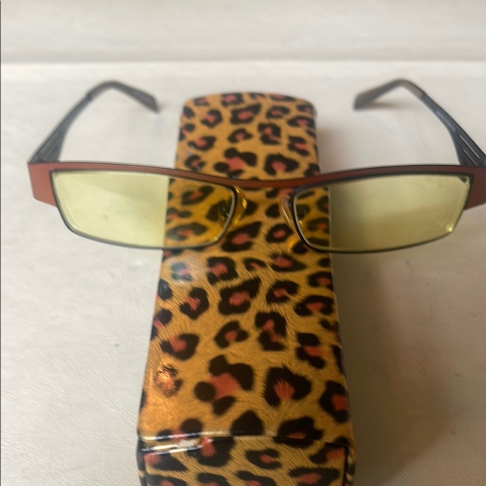 Stylish Brown Glasses with Yellow Lenses